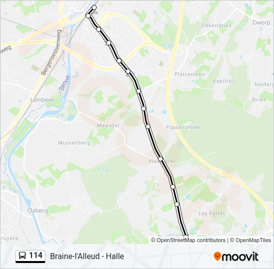 114 Bus Line Map