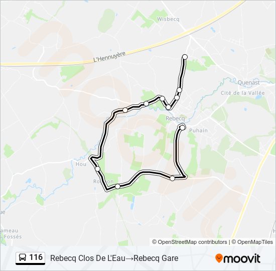 Plan de la ligne 116 de bus