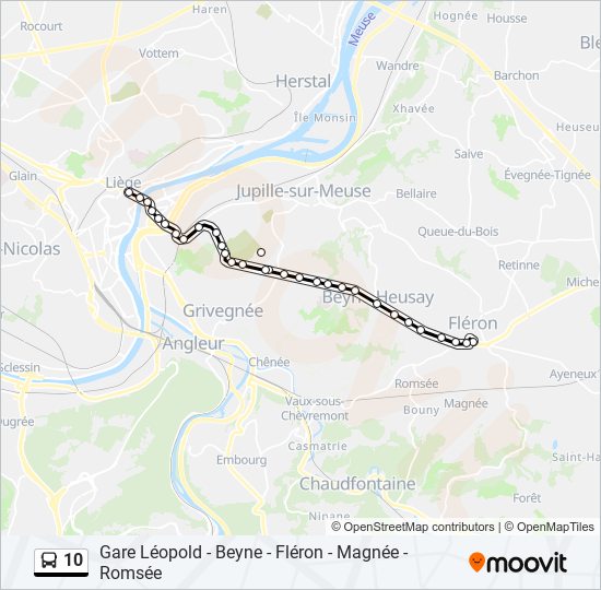 Plan de la ligne 10 de bus