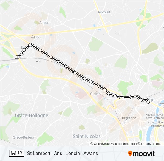 Plan de la ligne 12 de bus