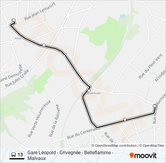 13 bus Line Map