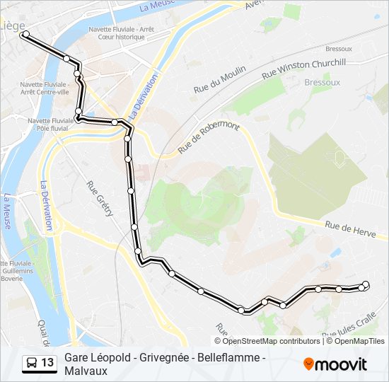 Plan de la ligne 13 de bus