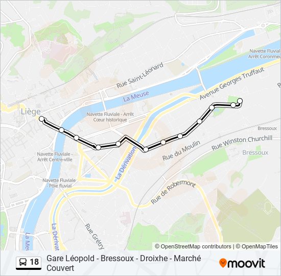 Plan de la ligne 18 de bus