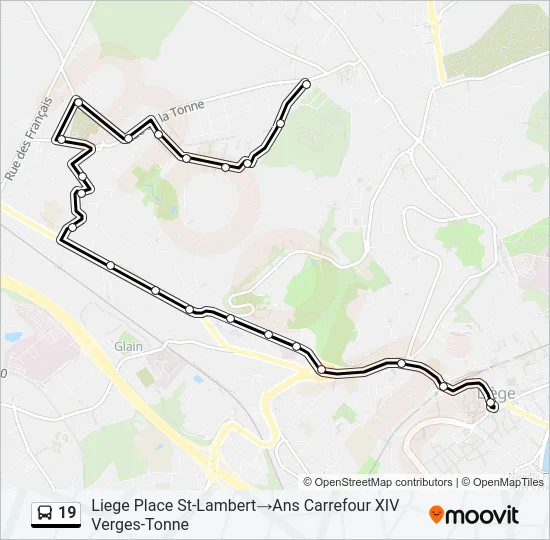 19 Bus Line Map