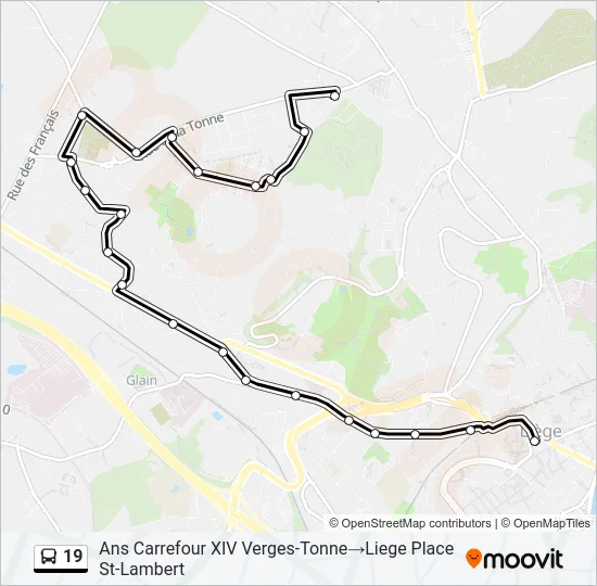19 Bus Line Map