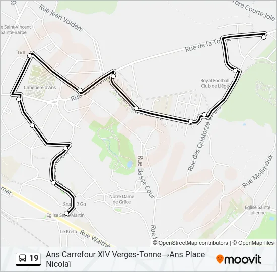 19 Bus Line Map