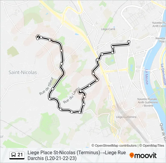 21 Bus Line Map