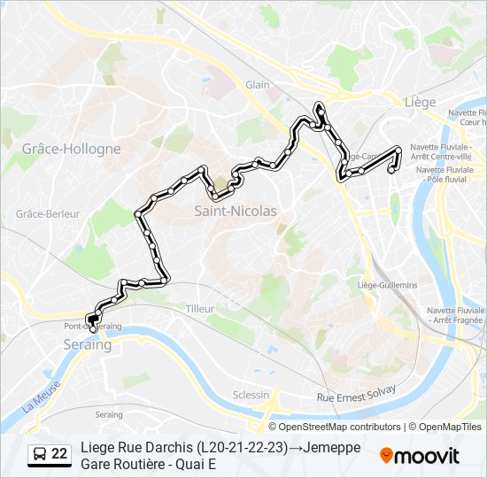 22 bus Line Map