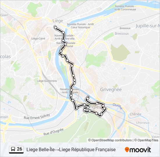 Plan de la ligne 26 de bus