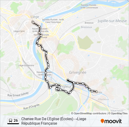 Plan de la ligne 26 de bus