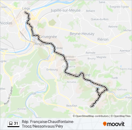 Plan de la ligne 31 de bus