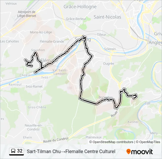 Plan de la ligne 32 de bus