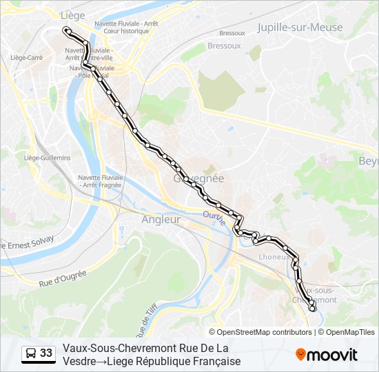 Plan de la ligne 33 de bus