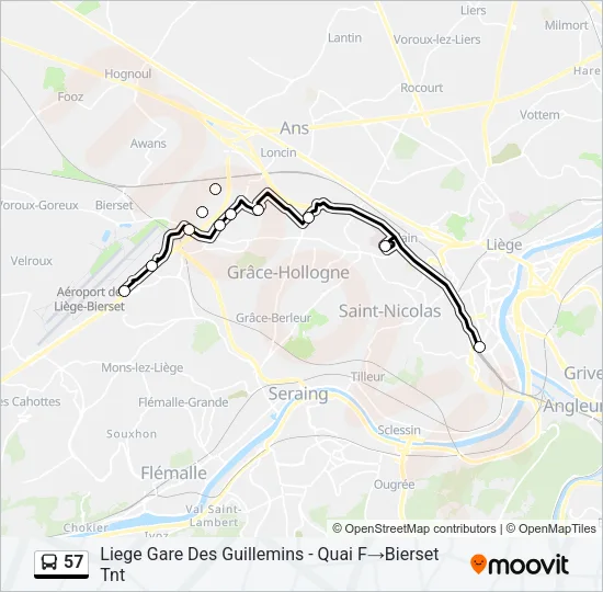 57 Bus Line Map