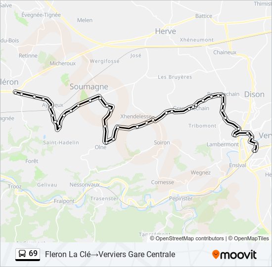 69 bus Line Map