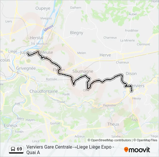 69 Bus Line Map