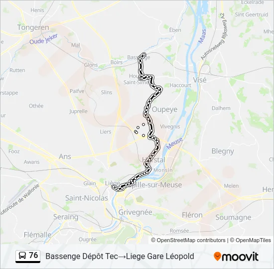76 Bus Line Map