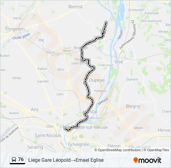 Plan de la ligne 76 de bus