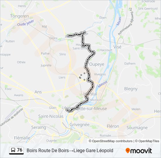 Plan de la ligne 76 de bus