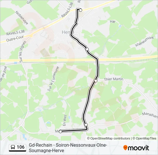 106 Bus Line Map