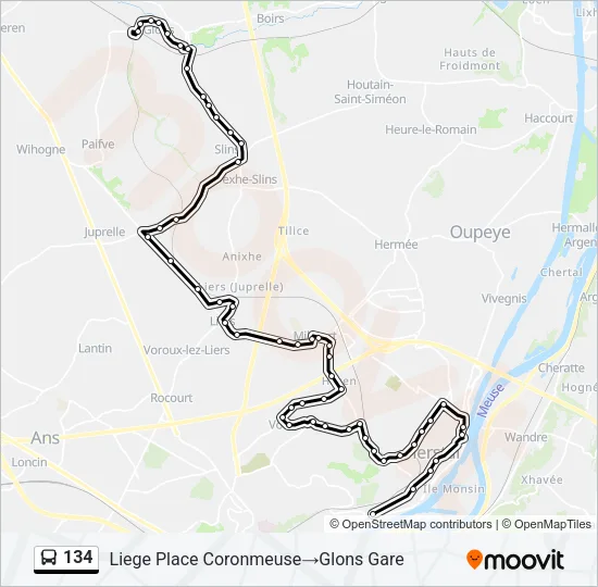 134 Bus Line Map