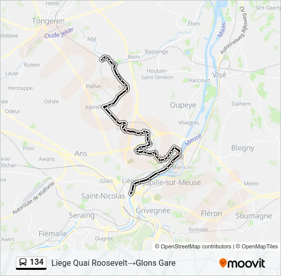 134 Bus Line Map