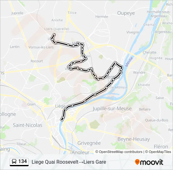 134 Bus Line Map