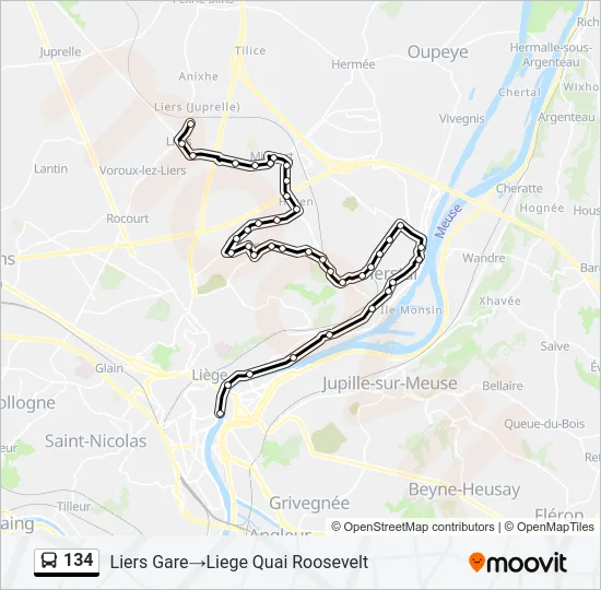 134 Bus Line Map