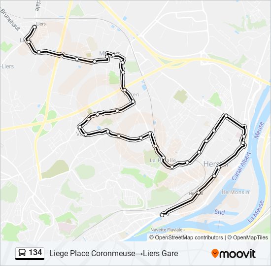 134 bus Line Map