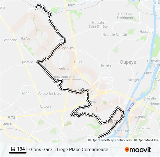 134 Bus Line Map