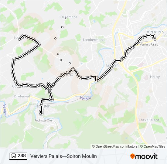 Plan de la ligne 288 de bus