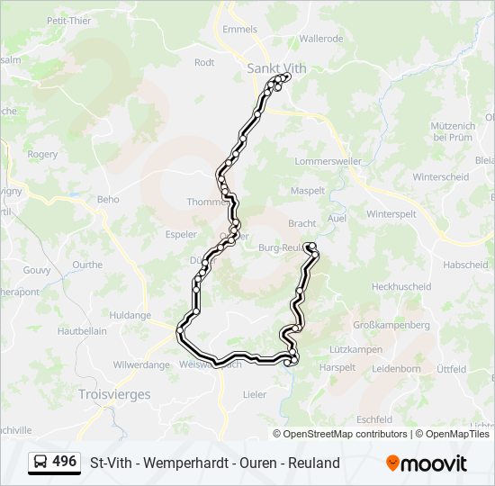 Plan de la ligne 496 de bus