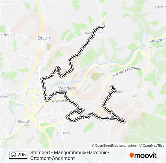 705 Bus Line Map