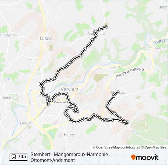 705 bus Line Map