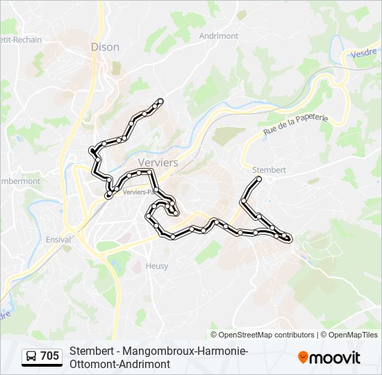 705 bus Line Map