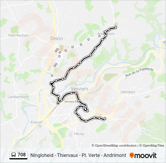 708 Bus Line Map