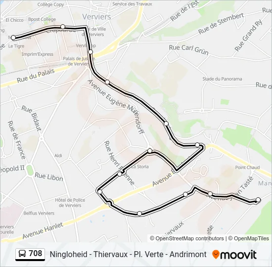 708 Bus Line Map