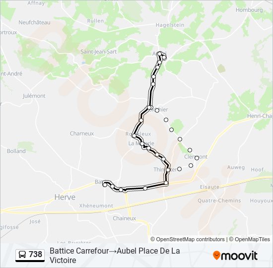 Plan de la ligne 738 de bus