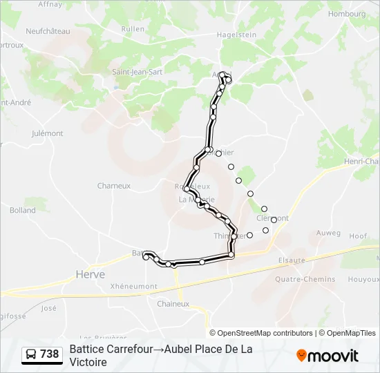 738 Bus Line Map