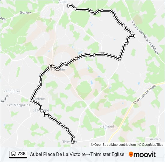 Plan de la ligne 738 de bus