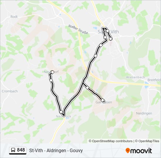 Plan de la ligne 848 de bus