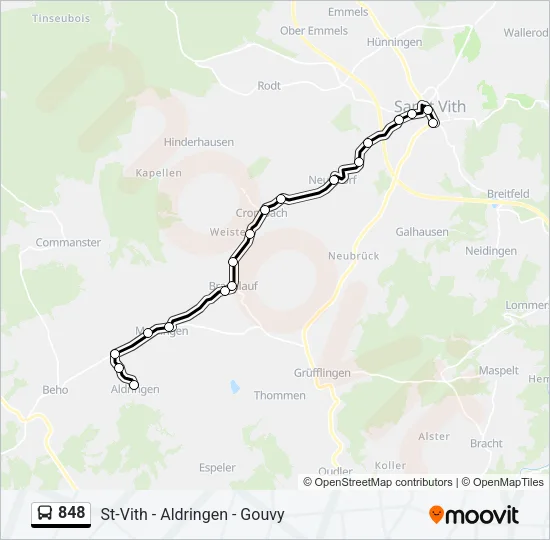 848 Bus Line Map