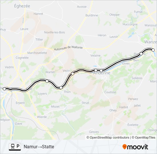 Plan de la ligne P de train