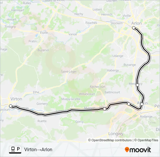 Plan de la ligne P de train