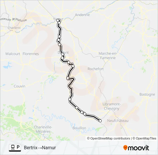 Plan de la ligne P de train