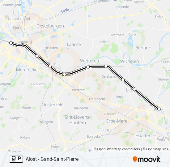 Plan de la ligne P de train