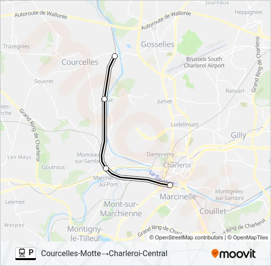 Plan de la ligne P de train