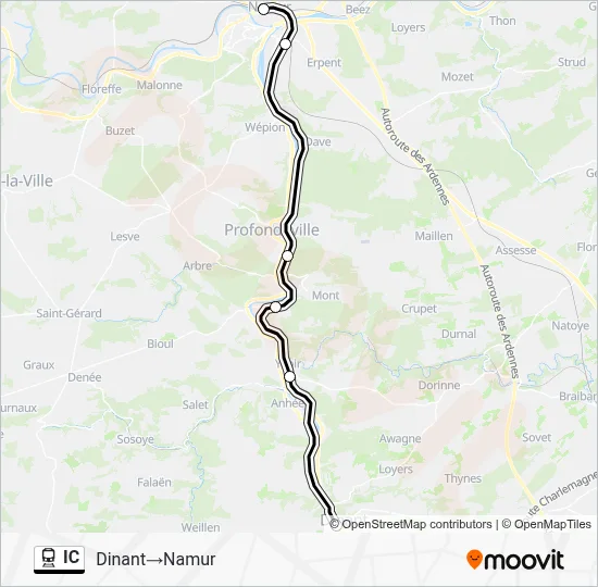 IC Route: Schedules, Stops & Maps - Dinant‎→Namur (Updated)