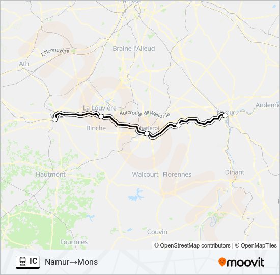 Plan de la ligne IC de train