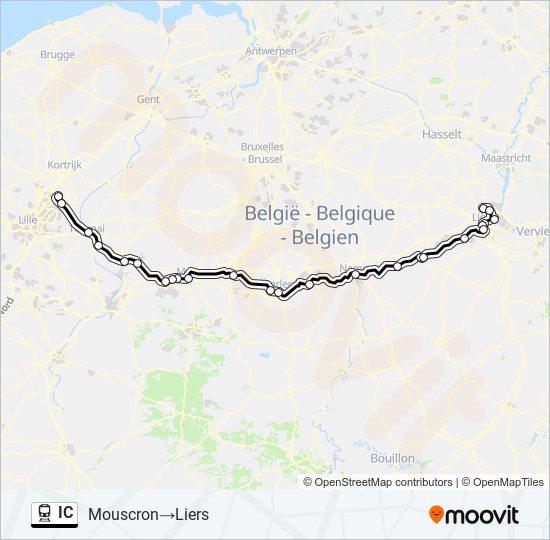 Plan de la ligne IC de train